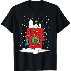 Peanuts Holiday Snoopy and Woodstock Stocking T-Shirt Christmas